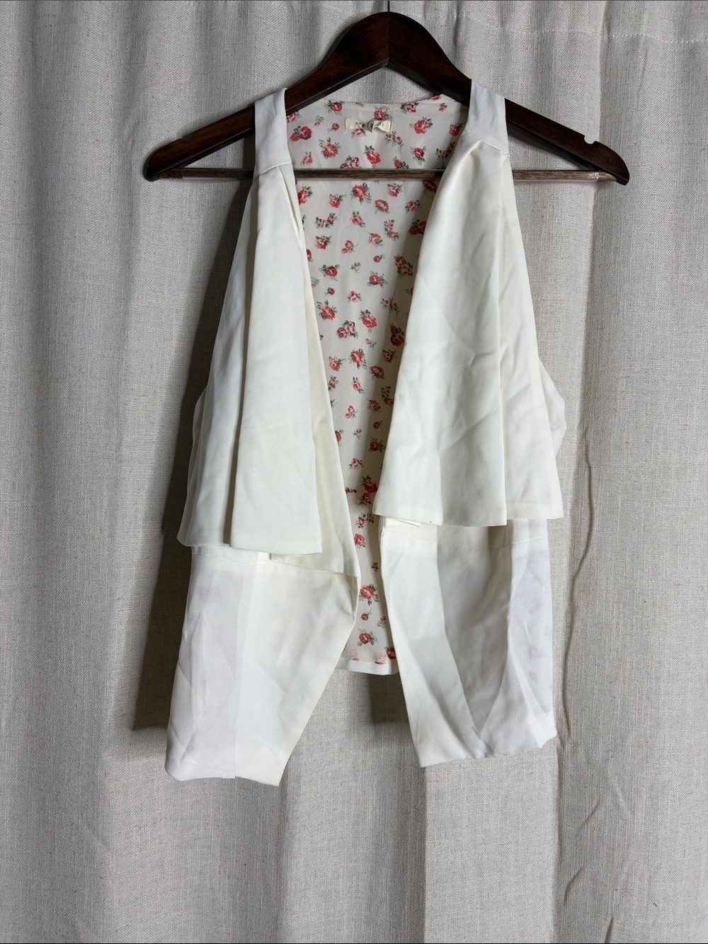 Under Skies Cream Floral Dress with Red Rose Print
